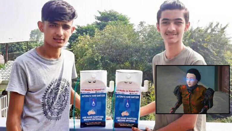 लम्साल दाजुभाइले आविष्कार गरे आफै चल्ने सेनिटाइजर मेसिन : रोबोटपछि अर्को फड्को