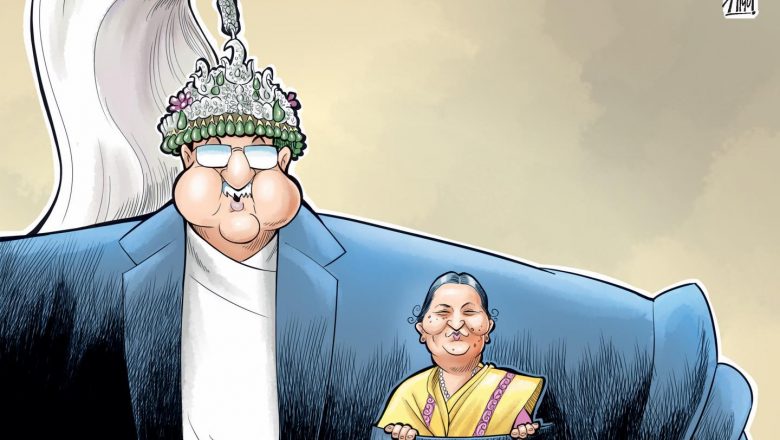 कार्टुनप्रति प्रधानमन्त्री ओलीको आपत्ति: प्रेत संस्थाको खल्तीमा राष्ट्रपतिलाई राखेर गणतन्त्रको अपमान गरियो