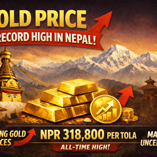 🟡 Gold Shock in Nepal: Price Jumps to a Record NPR 318,800 per Tola